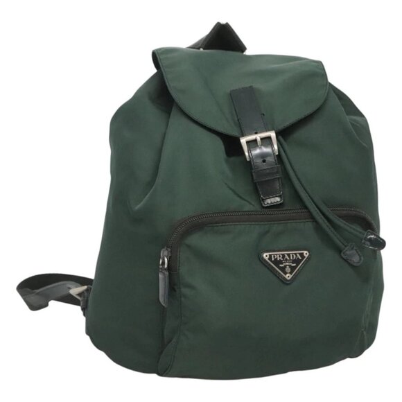 PRADA Backpack Nylon Green Silver Auth 127191 - Picture 1 of 15